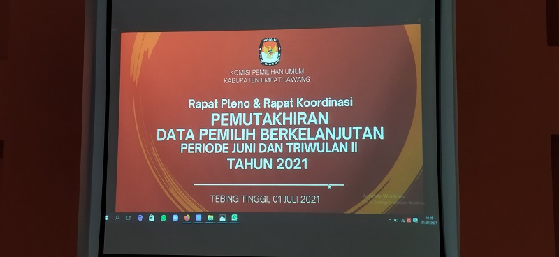 Rapat Pleno dan Rakor Pemuktahiran data Pemilih Berkelanjutan Periode Juni dan Triwulan ke II Tahun 2021