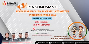 Pengumuman Rekrutmen Panwascam pada Pemilu sertak tahun 2024