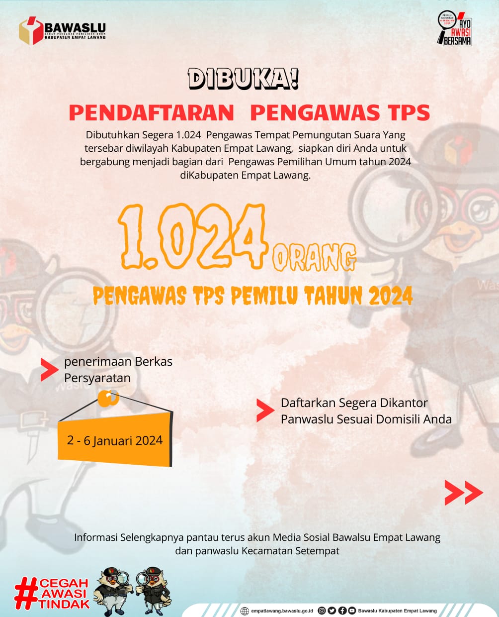 Jelang Pemilu 2024 Bawaslu Empat Lawang Rekrut 1024 Pengawas TPS